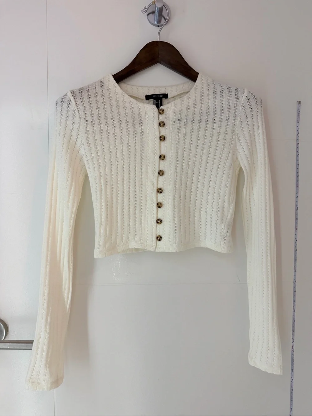 Zara Cream Cable-Knit Cropped Cardigan with Buttons